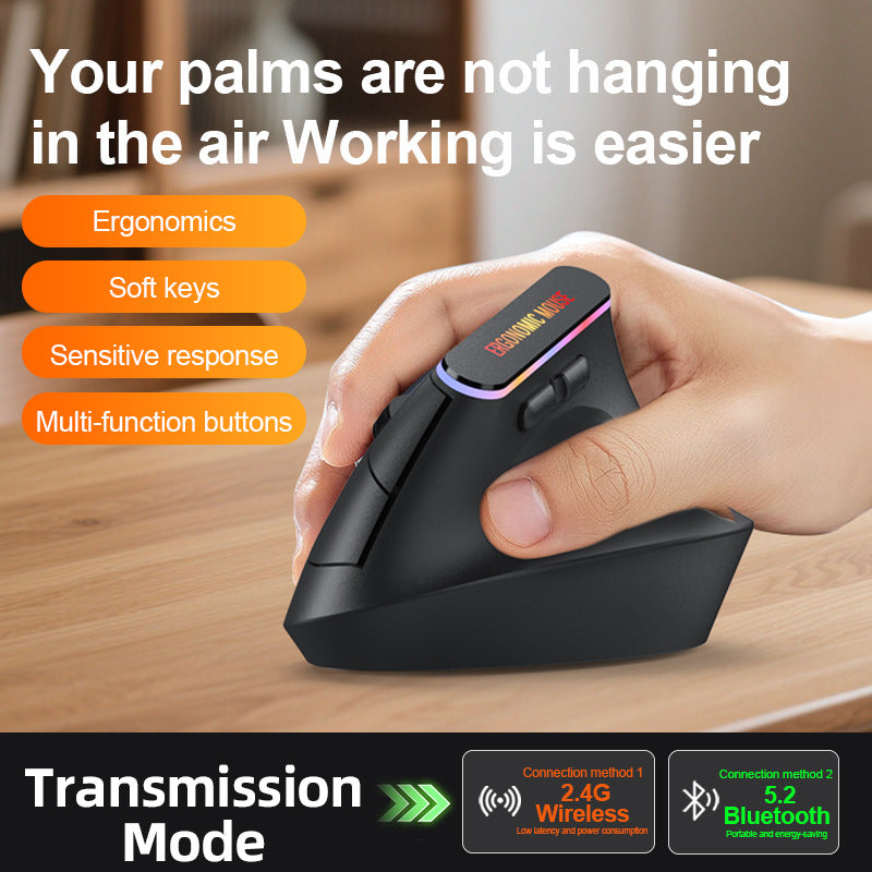 Souris Verticale Ergonomique Sans Fil Silencieuse – 2.4G & Bluetooth