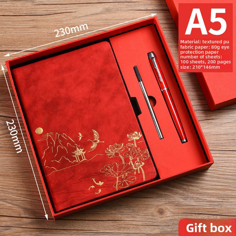 Coffret Carnet A5 en Simili Cuir avec Dorure