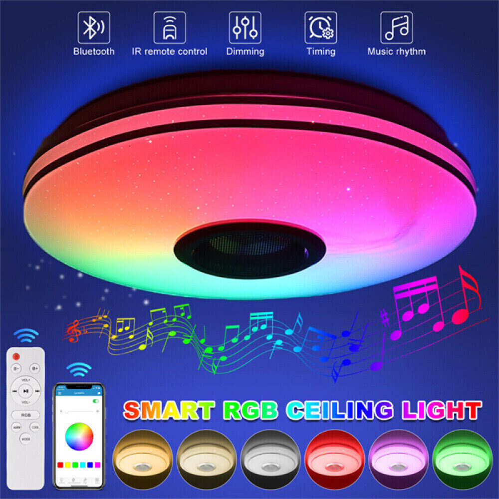 Plafonnier LED RGB 36W — Contrôle Bluetooth & App / Dimmable / Sync Musique