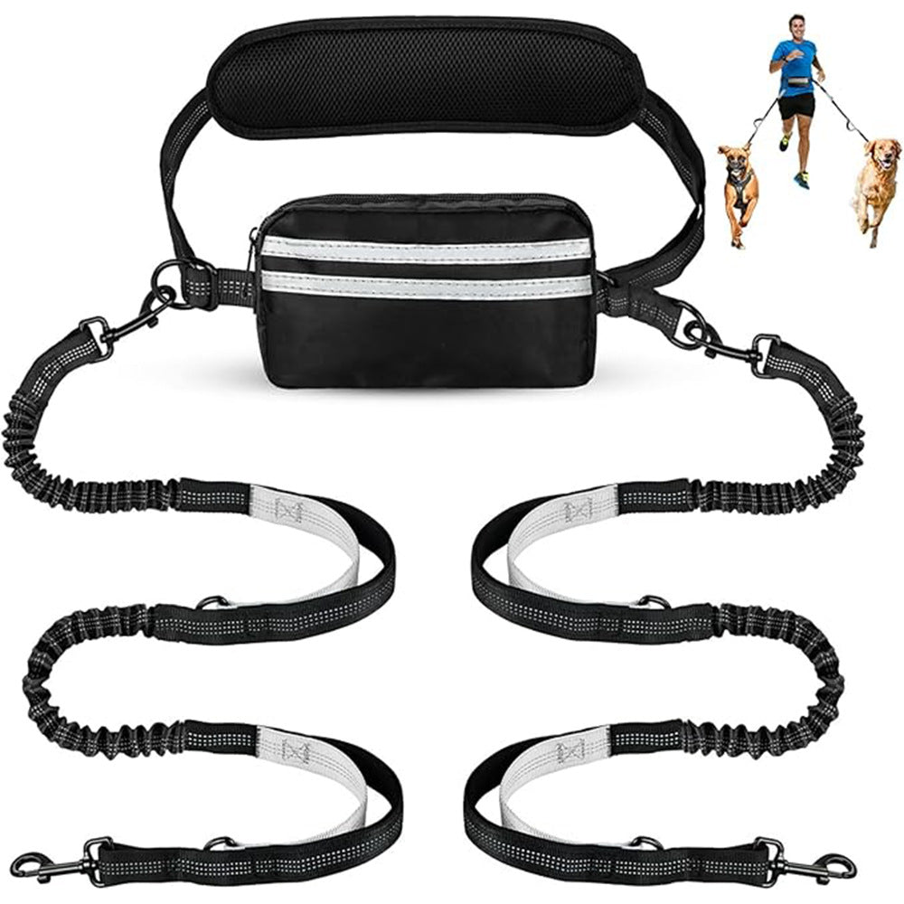 DuoLeash Pro – Laisse Double Chien Extensible + Sac Banane