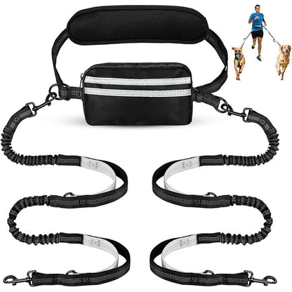 DuoLeash Pro – Laisse Double Chien Extensible + Sac Banane