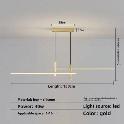 Suspension Linéaire Moderne à Intensité Variable — LED 31W / Noir & Or