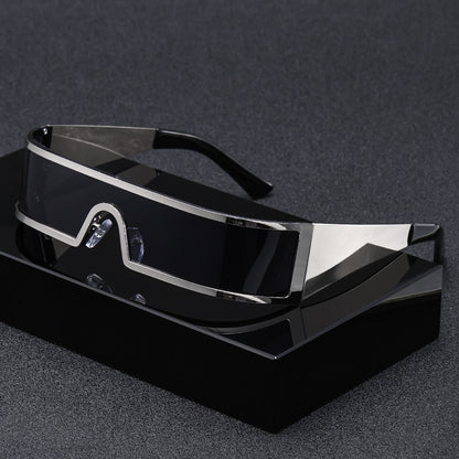 Lunettes de Soleil Punk Futuristes Monture Métal UV400 Coupe-Vent