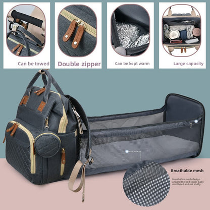 Multifunctionele Mama Tas + Babybedje — Waterdicht Oxford, 7 Kleuren