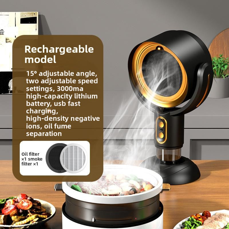 AirClean Pro – Oplaadbare Draagbare Afzuigkap | Dubbele Filtratie, Fondue & Barbecue, Goud & Paars