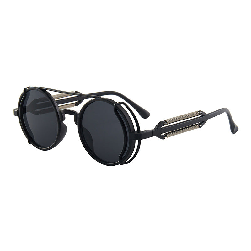 Lunettes de Soleil Rondes Cyberpunk Double Ressort UV400