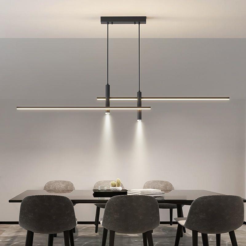 Suspension Linéaire Moderne à Intensité Variable — LED 31W / Noir & Or