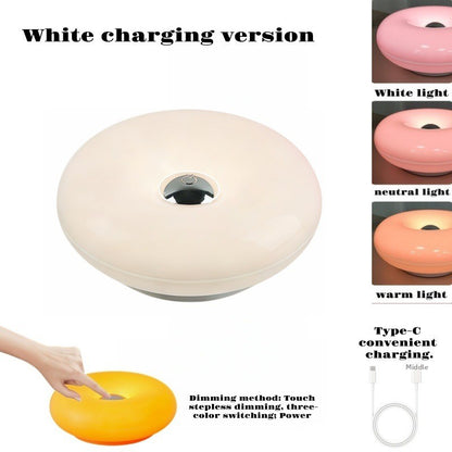 Lampe de Chevet Ronde Design Donut — Tactile / Température Réglable / Batterie 1800mAh / USB / CE