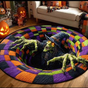 Tapis Rond Halloween Effet 3D — Imitation Cachemire 100×100 cm / 3 Motifs