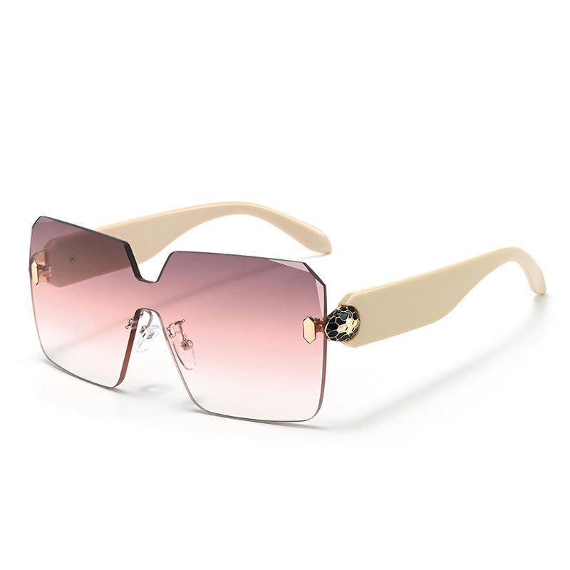 Lunettes de Soleil Sans Monture Motif Tête de Serpent UV400