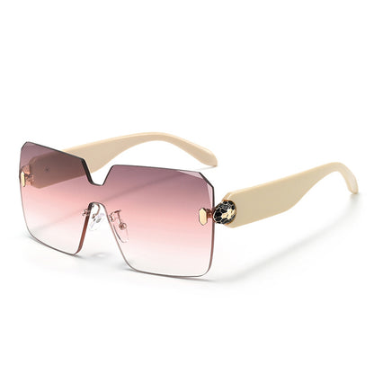 Lunettes de Soleil Sans Monture Motif Tête de Serpent UV400