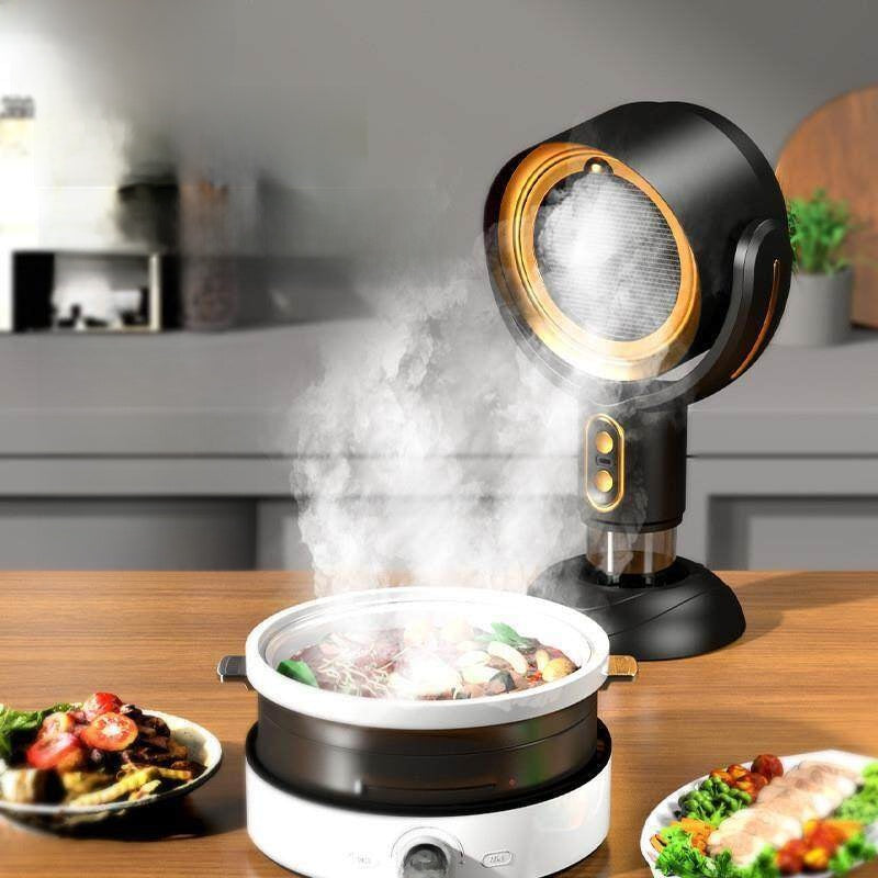 AirClean Pro – Oplaadbare Draagbare Afzuigkap | Dubbele Filtratie, Fondue & Barbecue, Goud & Paars
