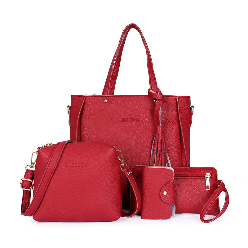 Ensemble Sac À Main Femme Texturé Litchi Style Rétro