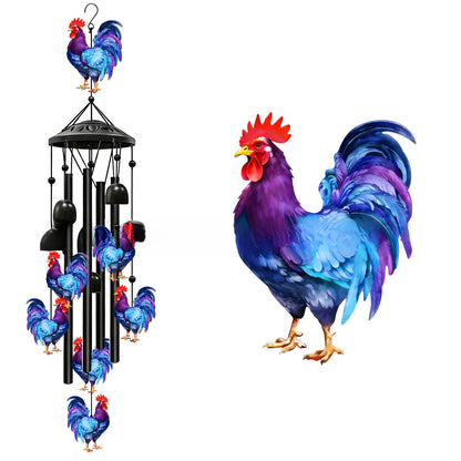 Carillon Éolien en Métal 91cm -  Coq /  Père Noël /  Colibri