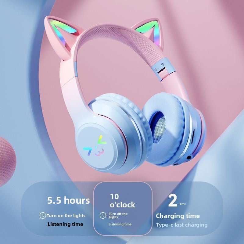 Casque Gaming Bluetooth Oreilles de Chat LED