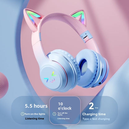 Casque Gaming Bluetooth Oreilles de Chat LED