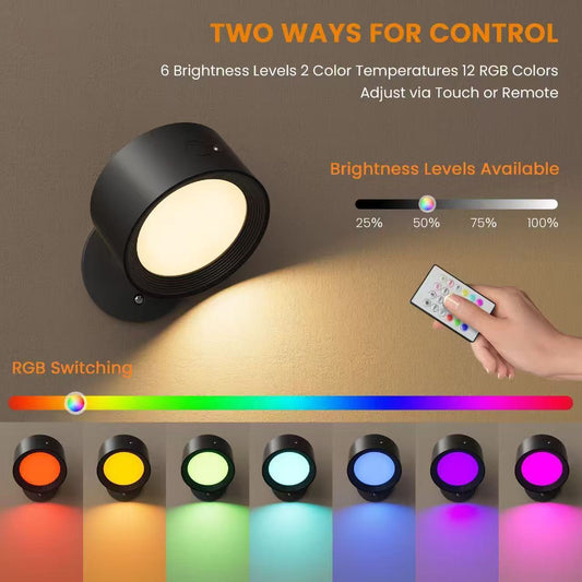 Applique Murale LED Magnétique Sans Perçage — Pack 2 / Télécommande / USB / IP65 / 6-12h