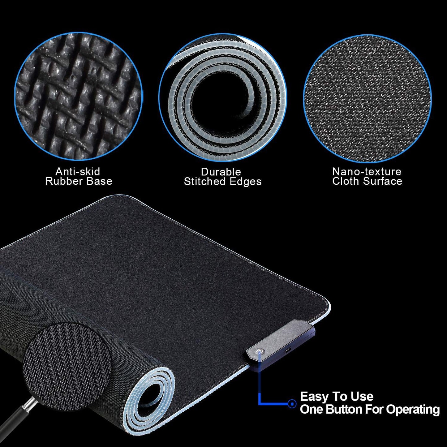 Tapis de Souris Gaming RGB Antidérapant
