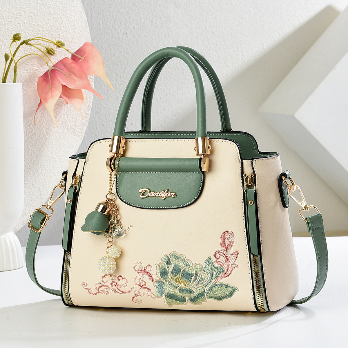 Sac À Main Brodé Style Chinois Bandoulière Réglable