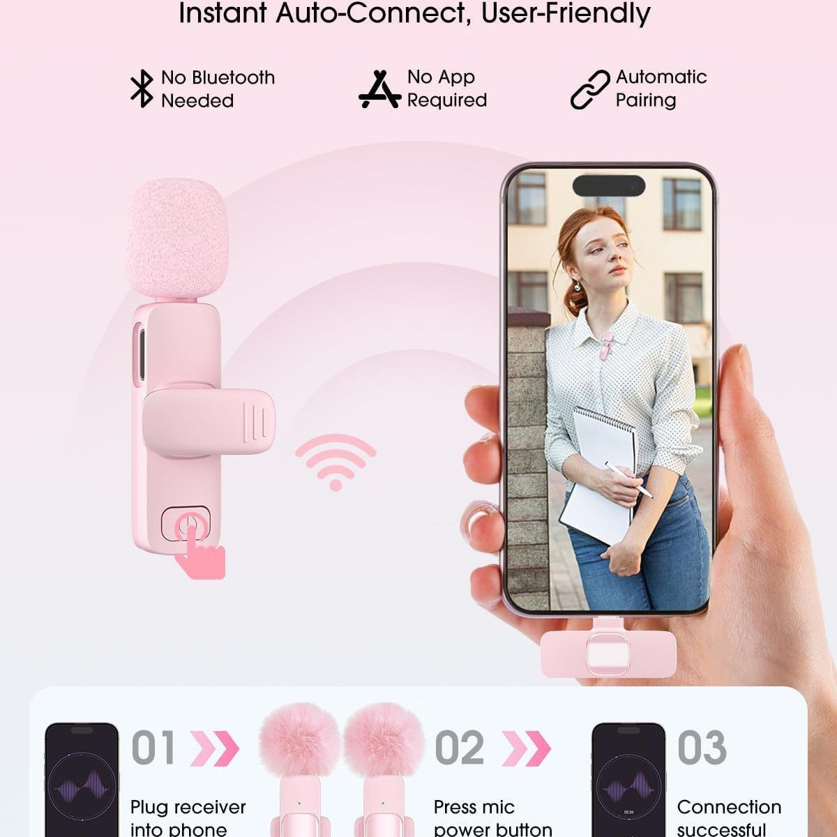 Micro-Cravate Sans Fil Bluetooth 5.3 Réduction Bruit