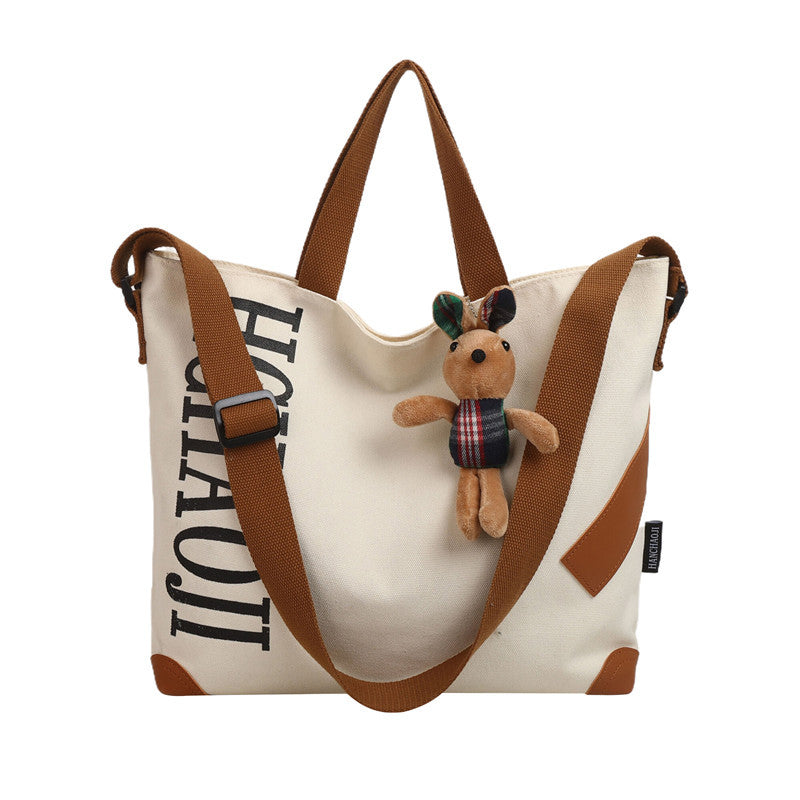 Tote Bag Canvas Style Japonais & Peluche Lapin — 4 Coloris