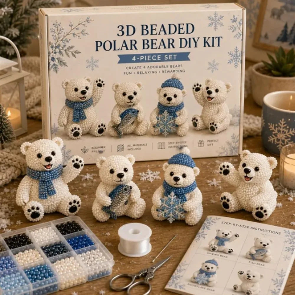 Kit DIY Figurines Animaux en Perles 3D — Chat / Ours Polaire / Thèmes Festifs