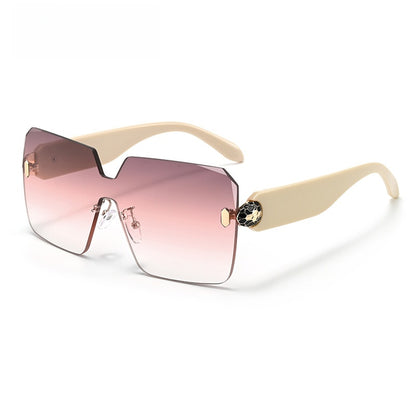 Lunettes de Soleil Sans Monture Motif Tête de Serpent UV400
