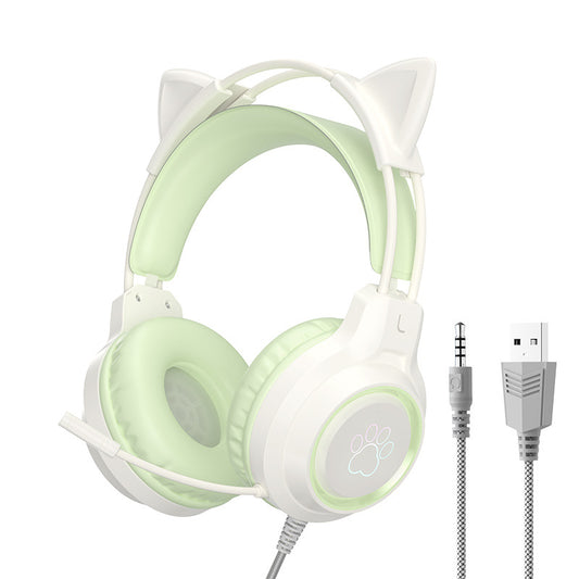 Bedrade Gamingheadset met kattenoren en LED