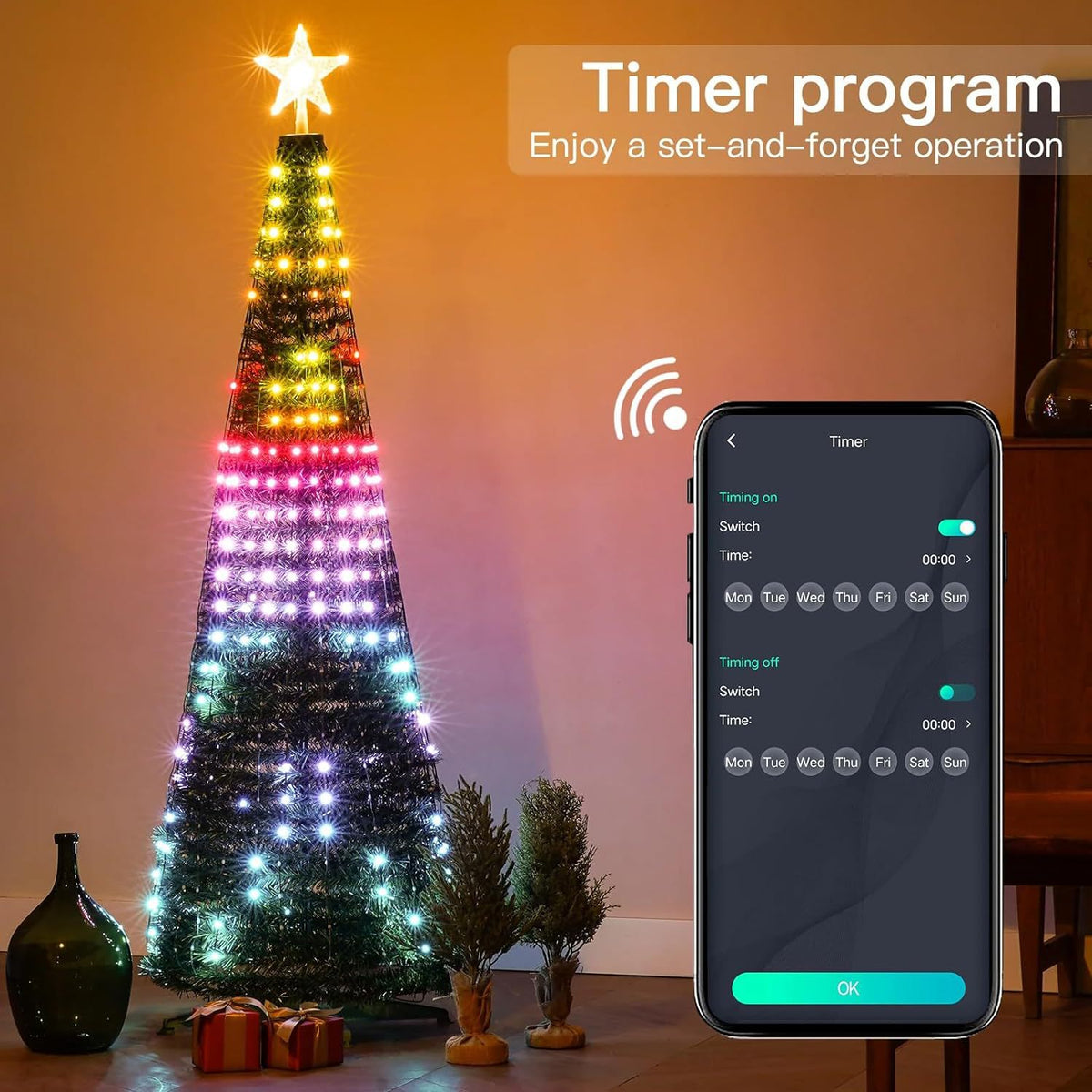 Slimme RGB LED-kerstverlichting met app — 400 LED's / 2,1m / USB / DIY Pixel Art
