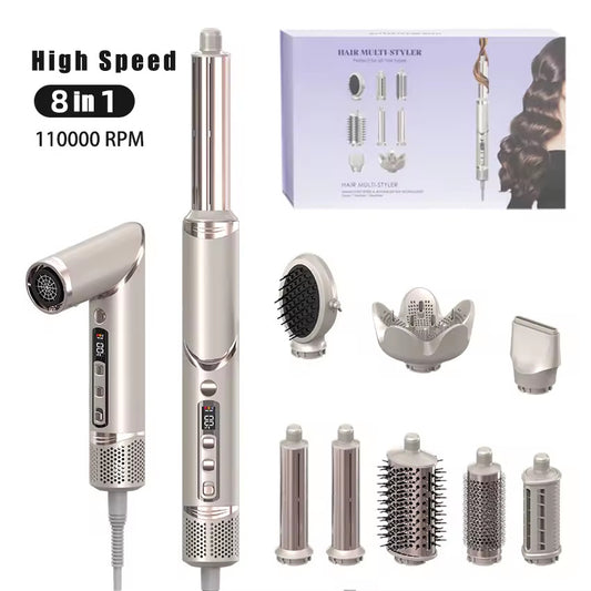 AirStyle Pro 8-en-1 – Sèche-Cheveux Brosse Ionique Lisseur & Boucleur