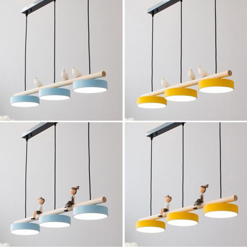 Lustre LED Style Nordique avec Décor Oiseaux