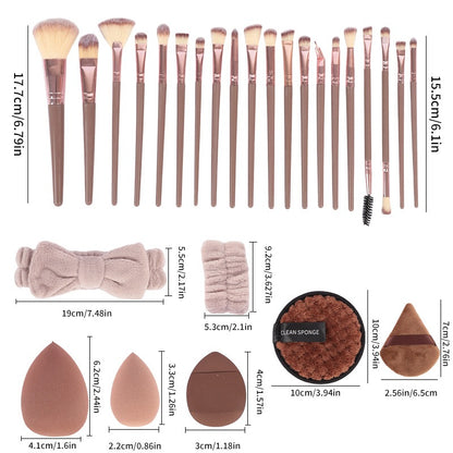 Set Pinceaux Maquillage Professionnel 56 Pièces + Éponge & Houppette — 4 Coloris