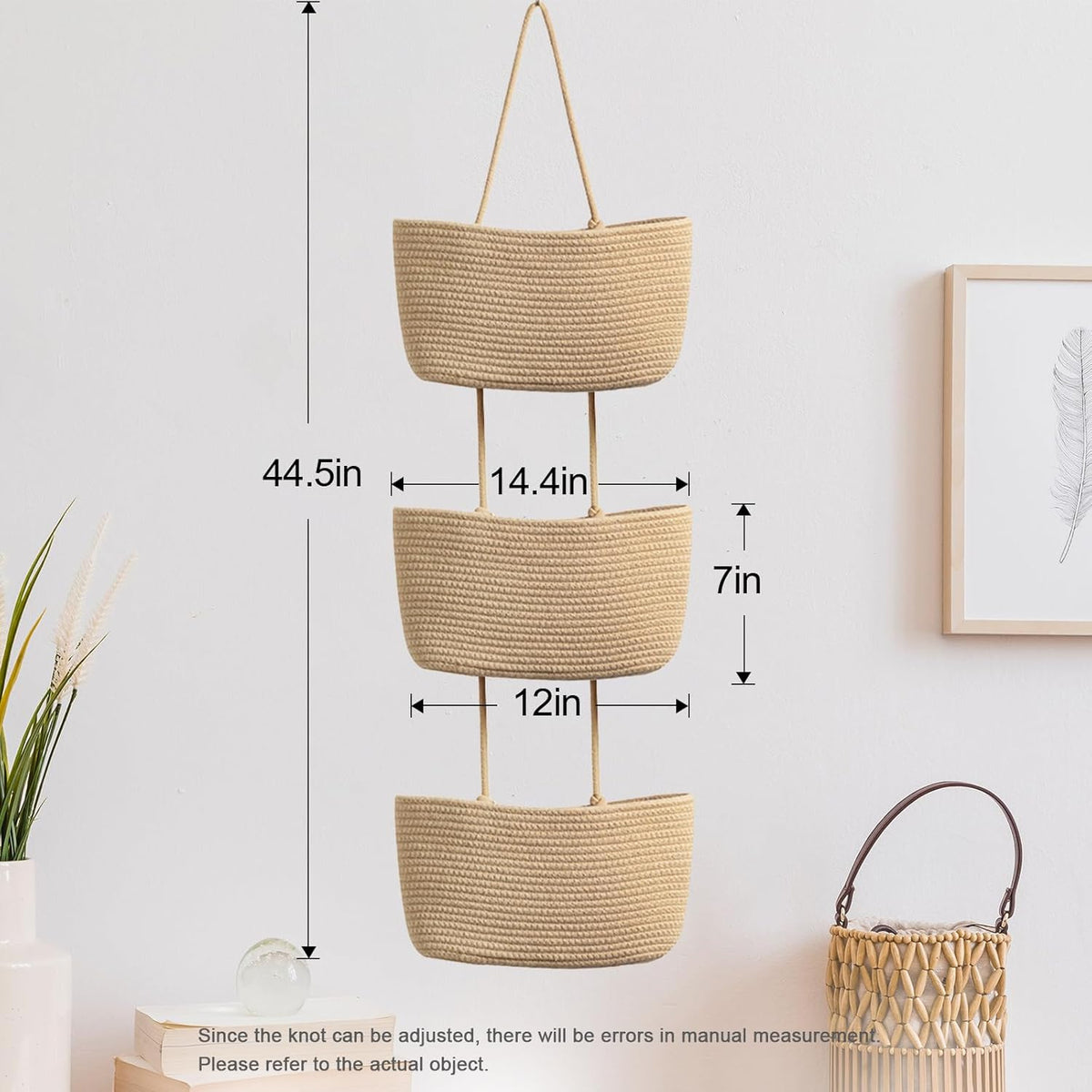 Panier Mural 3 Niveaux Corde Coton XXL — 4 Coloris