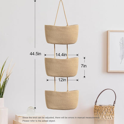 Panier Mural 3 Niveaux Corde Coton XXL — 4 Coloris