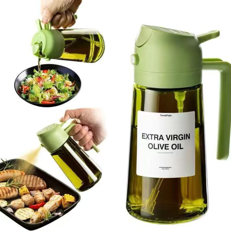 Flacon Vaporisateur d’Huile en Verre Anti-Lumière — 470ml / Pinceau Inclus