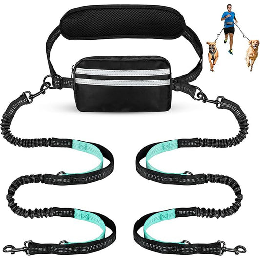 DuoLeash Pro – Laisse Double Chien Extensible + Sac Banane