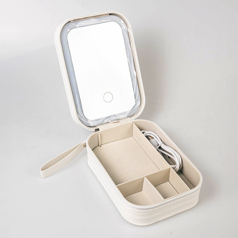 Miroir Maquillage LED 3 Lumières + Boîte à Bijoux — 360° / 4 Coloris