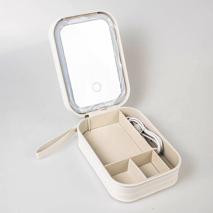 Miroir Maquillage LED 3 Lumières + Boîte à Bijoux — 360° / 4 Coloris