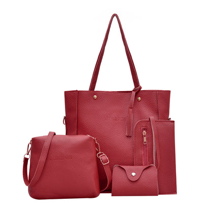 Ensemble Sac À Main Femme Texturé Litchi Style Rétro