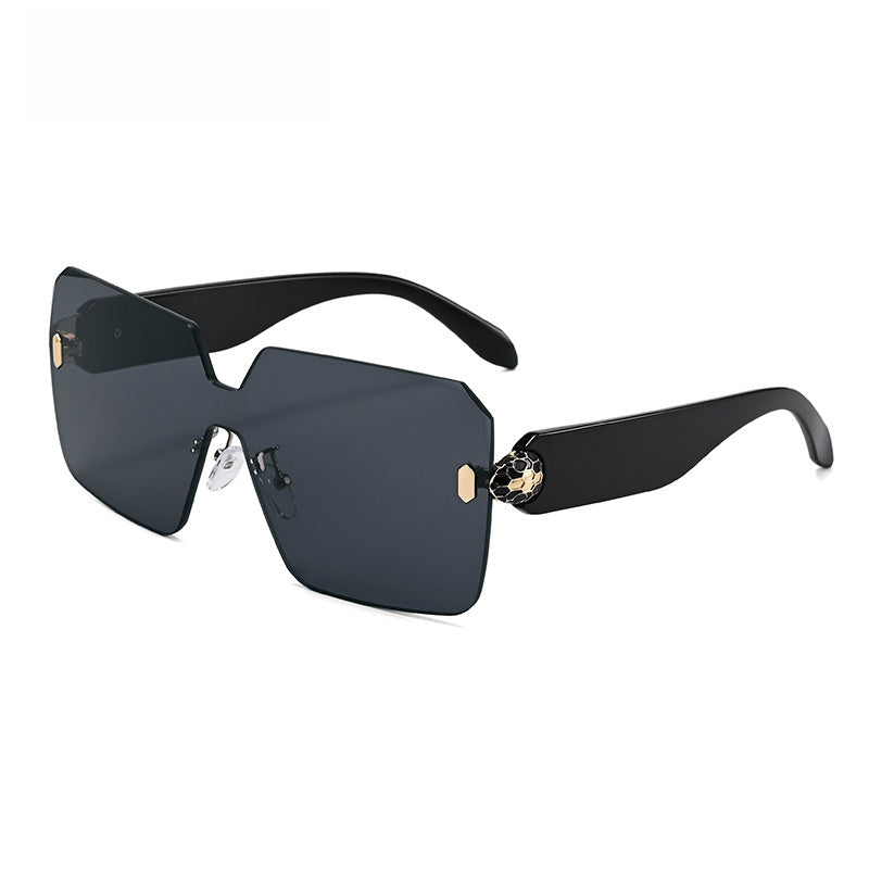 Lunettes de Soleil Sans Monture Motif Tête de Serpent UV400