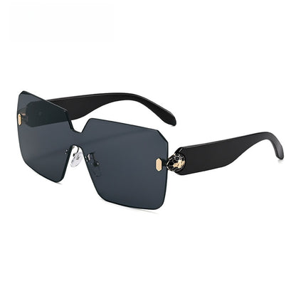 Lunettes de Soleil Sans Monture Motif Tête de Serpent UV400