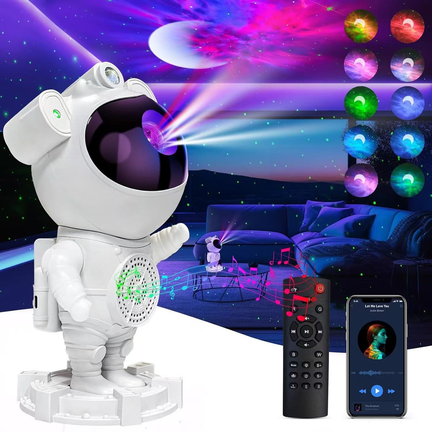 AstroSound Pro – Enceinte Bluetooth Astronaute avec Projection Étoiles