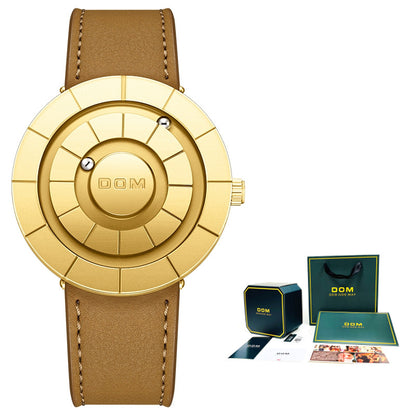 Montre DOM Billes Magnétiques — Cadran Sans Aiguilles / Quartz / Cuir Véritable
