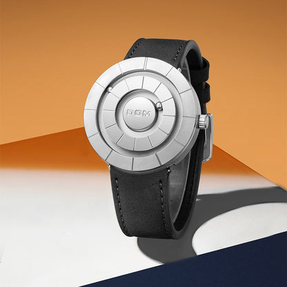 Montre DOM Billes Magnétiques — Cadran Sans Aiguilles / Quartz / Cuir Véritable