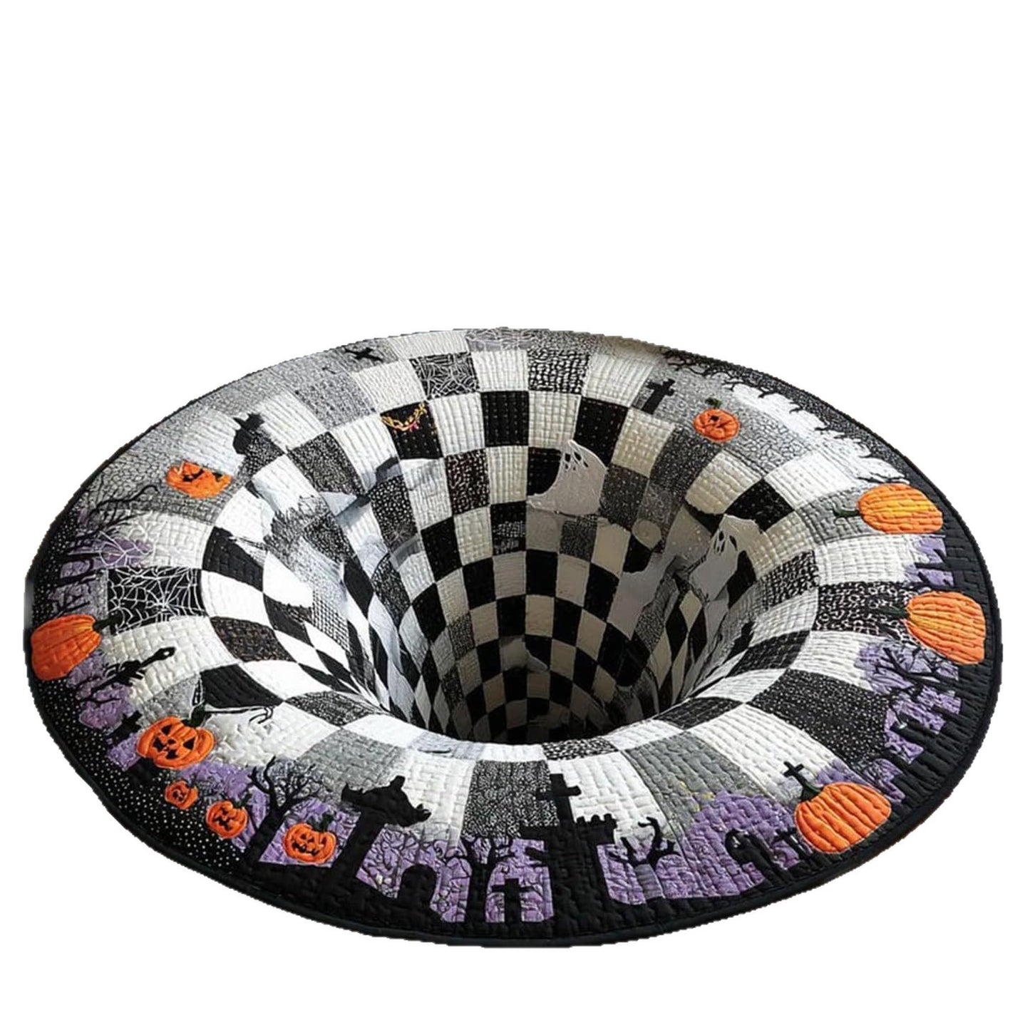 Tapis Rond Halloween Effet 3D — Imitation Cachemire 100×100 cm / 3 Motifs