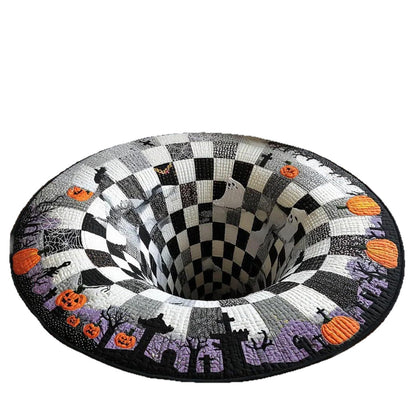 Tapis Rond Halloween Effet 3D — Imitation Cachemire 100×100 cm / 3 Motifs