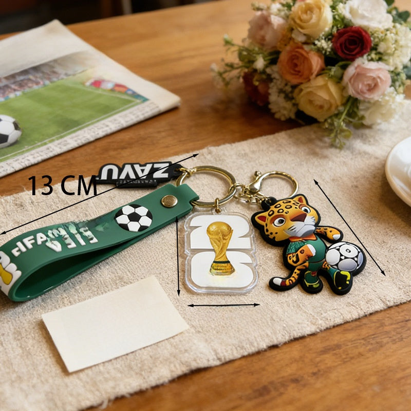 World Cup Mascot Keychain Football Trophy Pendant