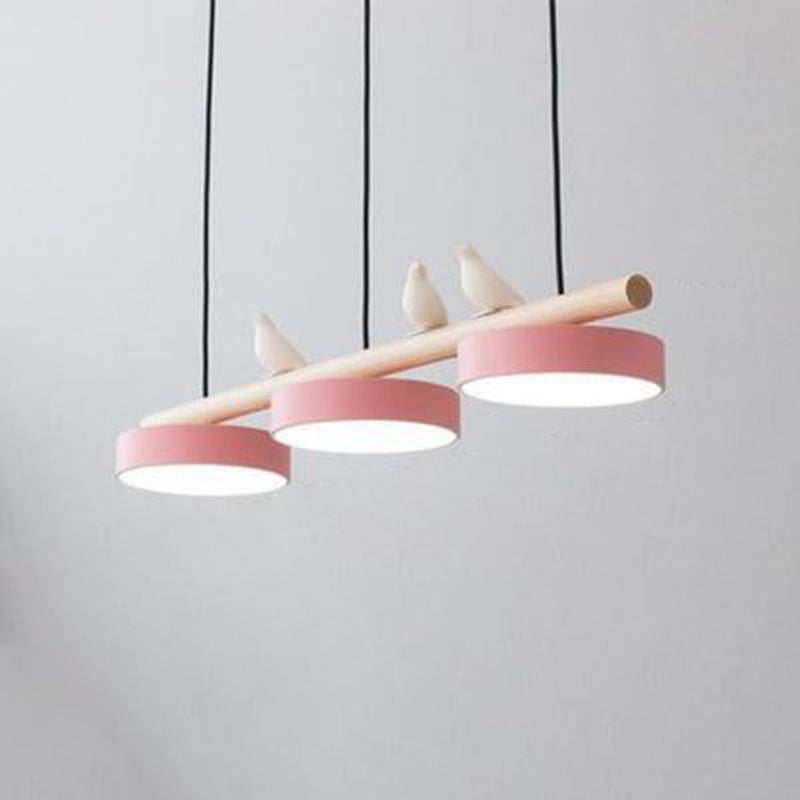 Lustre LED Style Nordique avec Décor Oiseaux