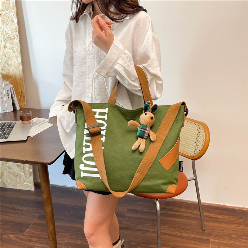 Tote Bag Canvas Style Japonais & Peluche Lapin — 4 Coloris