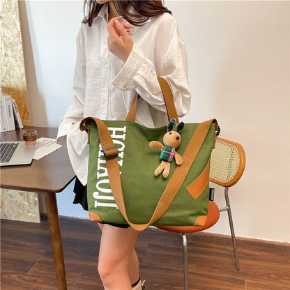 Tote Bag Canvas Style Japonais & Peluche Lapin — 4 Coloris